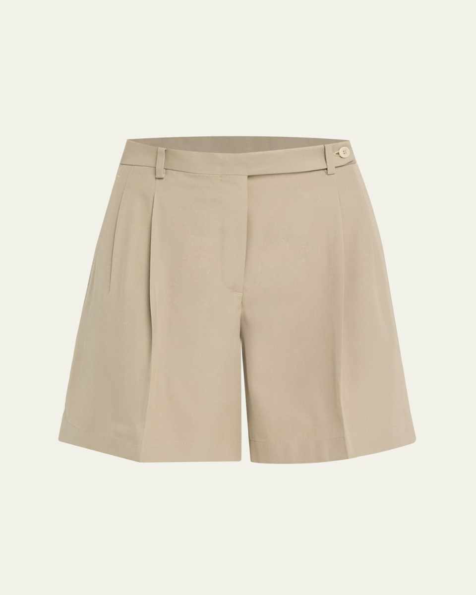 Pintuck Gabardine Silk Shorts